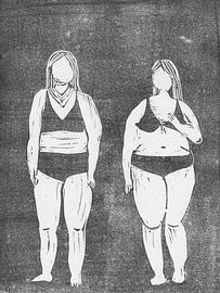 Les sœurs de la plage noir et blanc sur Kirsten Benschop-Pater