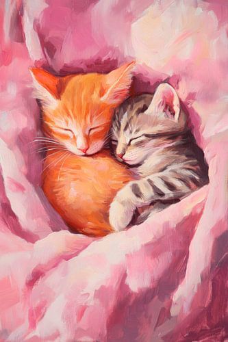 Slapende kittens knuffelen