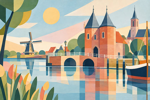 Ein Gemälde von Coevorden, Drenthe – Ein wunderschöner Ort in den Niederlanden.