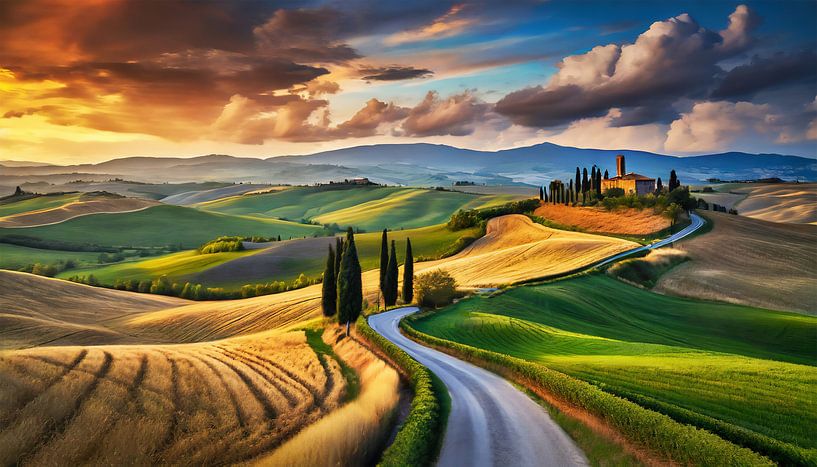 Toskana mit Landschaft von Mustafa Kurnaz