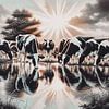 Cows by the water by Digital Art Nederland