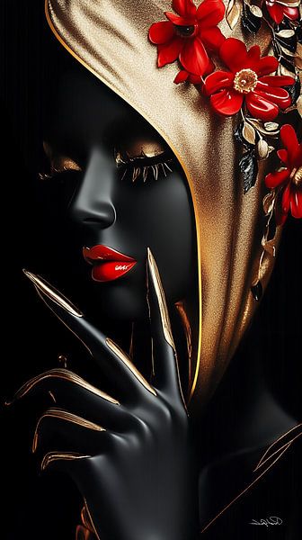 goud - zwart - rood van Gelissen Artworks