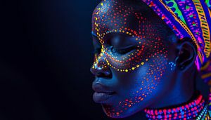 Afrikanische Frau Porträt Neon-Panorama