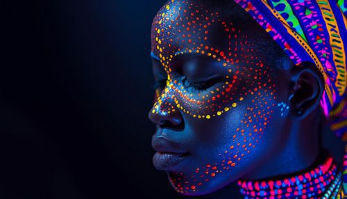 Afrikaanse vrouw portret neon panorama