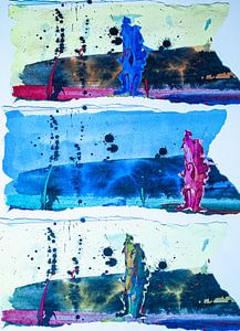 Figurenstreifen in Blau