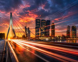 Lichtspuren bei Sonnenuntergang von Marco Theunissen