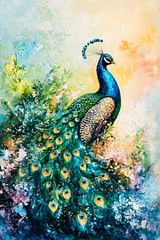 Schöner Pfau in buntem Design von Imperial Art House