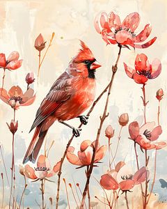 Vogel inmitten der Blumen