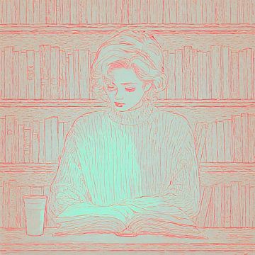 Beauty in library reverie by A.D. Digital ART