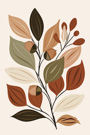 Harmonie automnale dans les tons terre - Illustration botanique sur Art Prints