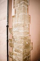 Pink stone wall Benissa, Spain