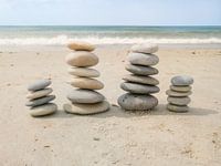 Piles of stones on the beach