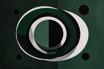 Overlappende Cirkels in Zwart, Wit en Groen van De Muurdecoratie