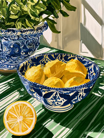 Nature morte : des citrons dans un bol sur IamHomeStudio