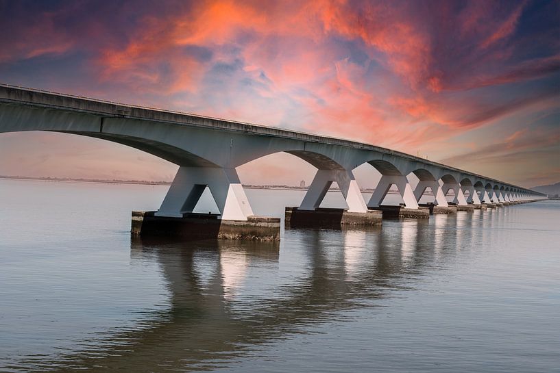 Zeeland Bridge in Evening Light by Brian Morgan