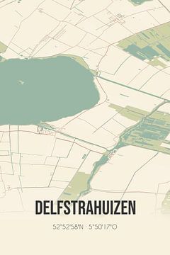 Vintage landkaart van Delfstrahuizen (Fryslan) van MijnStadsPoster