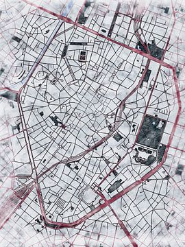 Kaart van Brussel centrum in de stijl 'White Winter' van Maporia