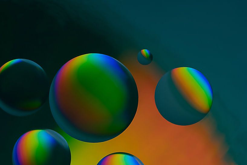 abstract background with bubbles in rainbow colors by Anneliese Grünwald-Märkl
