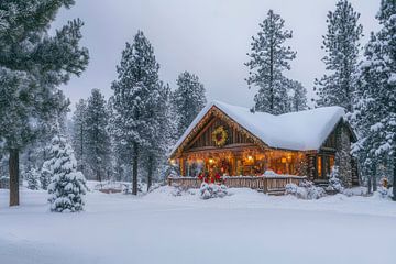 Winterhut in de sneeuw van Poster Art Shop