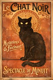 Poster mit schwarzer Katze von Linda de Klein