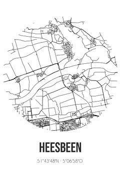 Heesbeen (Noord-Brabant) | Landkaart | Zwart-wit van Rezona