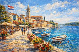 Poreč en Croatie, une peinture impressionniste. sur Galerie Hoppenbrouwers