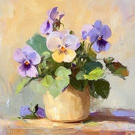 Pansies in a pot by Lauri Creates