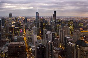 Chicago skyline by night van Michèle Huge