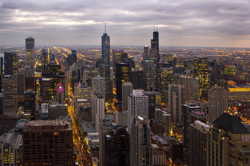 Skyline von Chicago bei Nacht von Michèle Huge