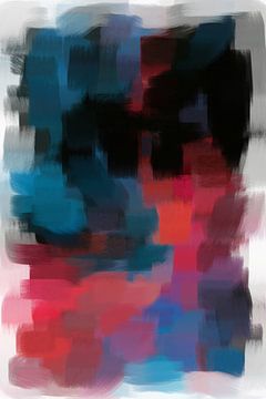 Abstract rood blauw zwart van Maurice Dawson