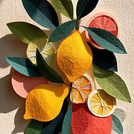 Citrusvruchten en bladeren – moderne natuurillustratie van Erika Kaisersot