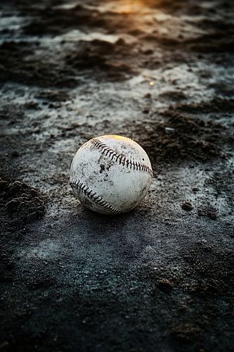 Verweerde baseball op stoffige grond