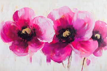 Heldere klaproosbloesems - Expressief van Poster Art Shop