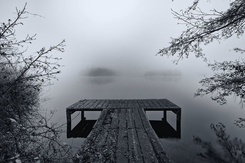 Gerüstbau im Nebel von Mark Bolijn