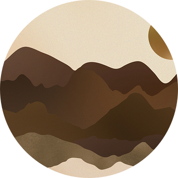 Abstract landschap van bergen in natuurlijke Japandi kleuren