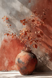 Coral Glow – Dreamy Vase Painting – Terracotta by Joriali Fine Art