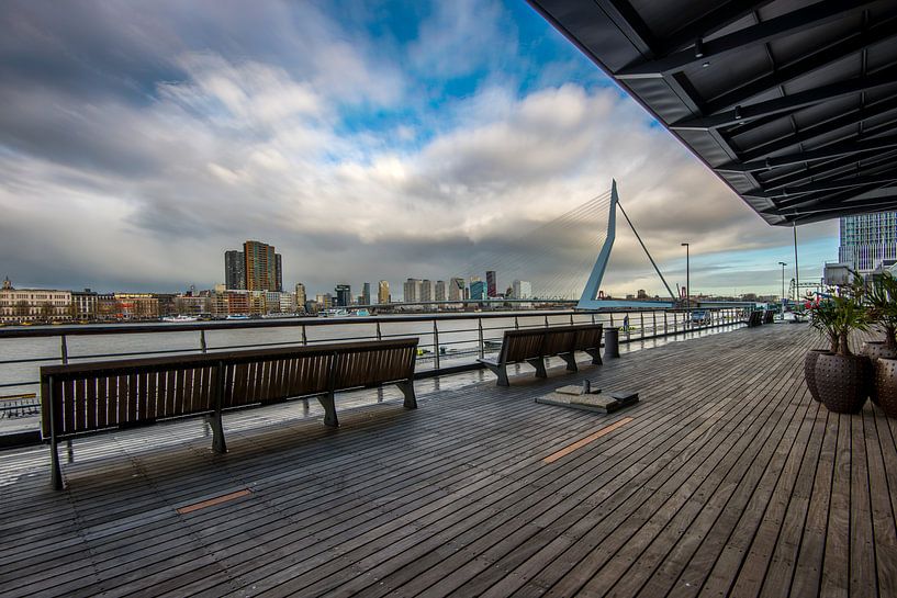 Erasmusbrug vanaf de Holland Amerikakade van Mark De Rooij