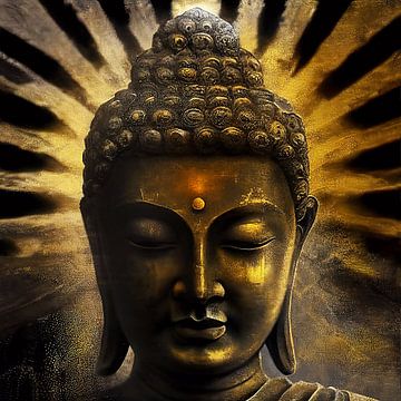 Boeddha in goud en zwart van Bianca ter Riet