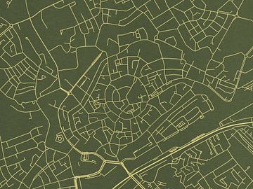 Kaart van Middelburg Centrum in Groen Goud van Map Art Studio