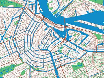 Kaart van Amsterdam Centrum in de stijl Urban Ivory van Map Art Studio