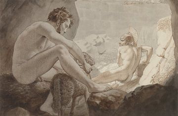 Christoffer Wilhelm Eckersberg, Odysseus vlucht uit de grot van Polyphemus, 1812 van Atelier Liesjes