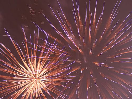 Orange, purple, red fireworks Old & New / Divali