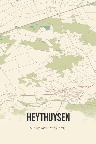 Vintage map of Heythuysen (Limburg) by Prints of Place