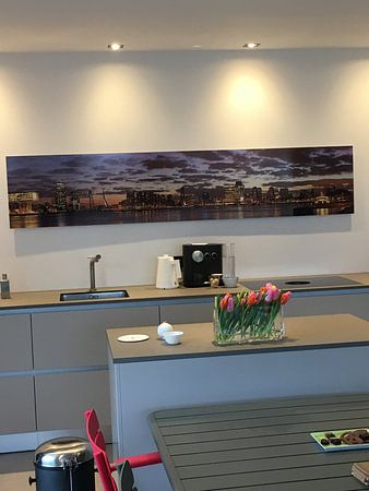 Beautiful clouds sky over Rotterdam panorama