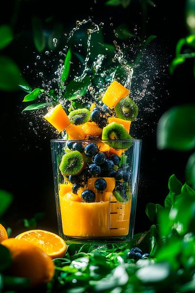 Fruchtige Explosion im Mixer – Lebendig grün von Poster Art Shop