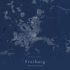 Historische Landkarte von Freiburg, Deutschland von Ortsdrucke