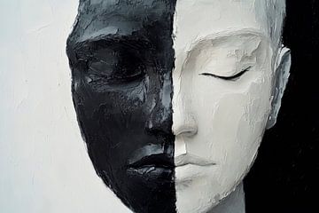 Two-coloured face mask - work of art with contrast by Poster Art Shop