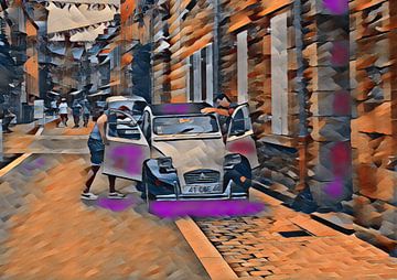 Street scene with 2CV in Guérande, France. by Han van der Staaij