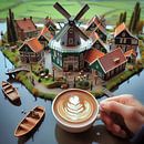 Cafe Latte Hollandse molen van Digital Art Nederland thumbnail