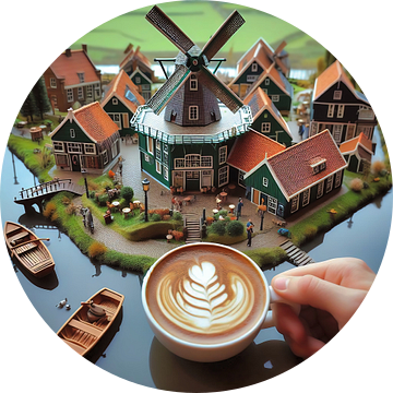 Cafe Latte Hollandse molen van Digital Art Nederland